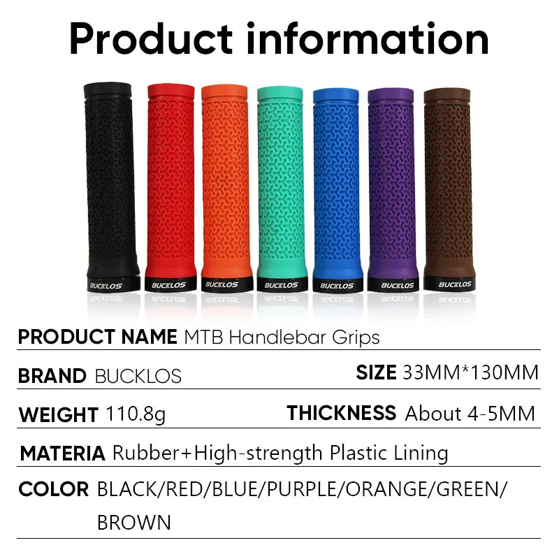 BUCKLOS Lock-On MTB Handlebar Grips — Anti-Slip Rubber
