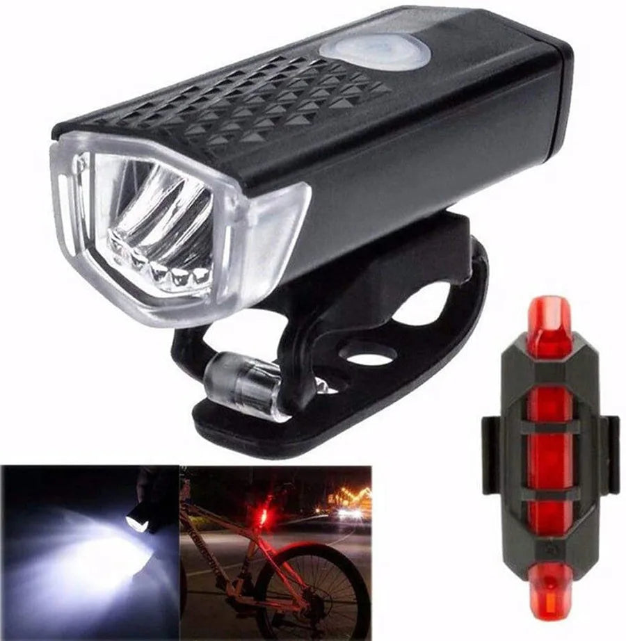 USB Rechargeable Bike Headlight & Taillight Set