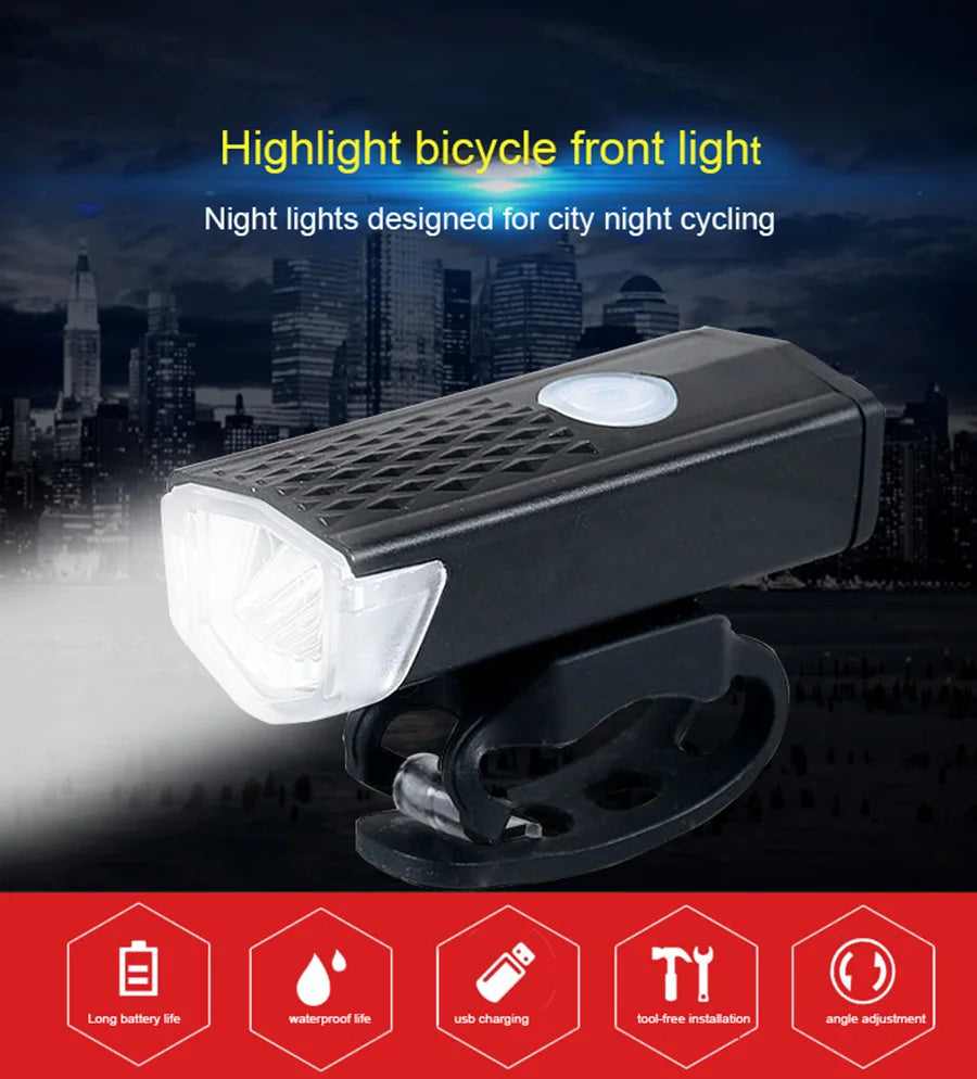 USB Rechargeable Bike Headlight & Taillight Set