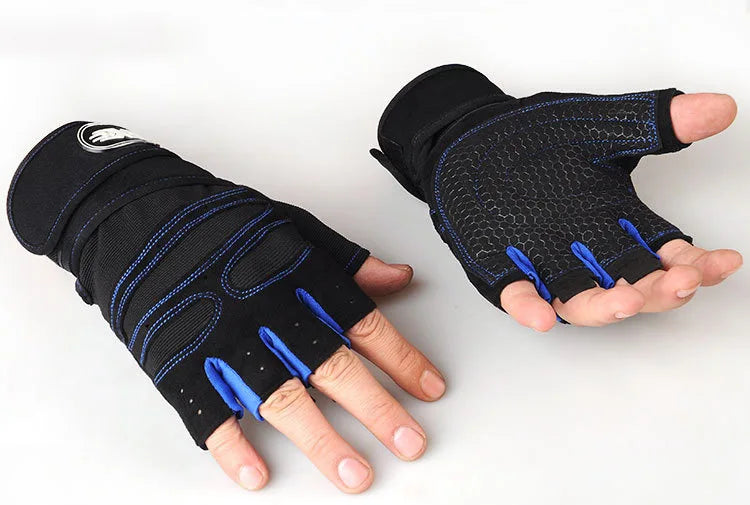 Gym Gloves with Wristband – Weight Lifting Fitness Training Shockproof for Men & Women
