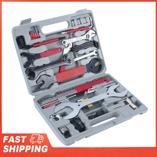 44-Piece Bicycle Repair & Maintenance Tool Kit with Tyre Pump
