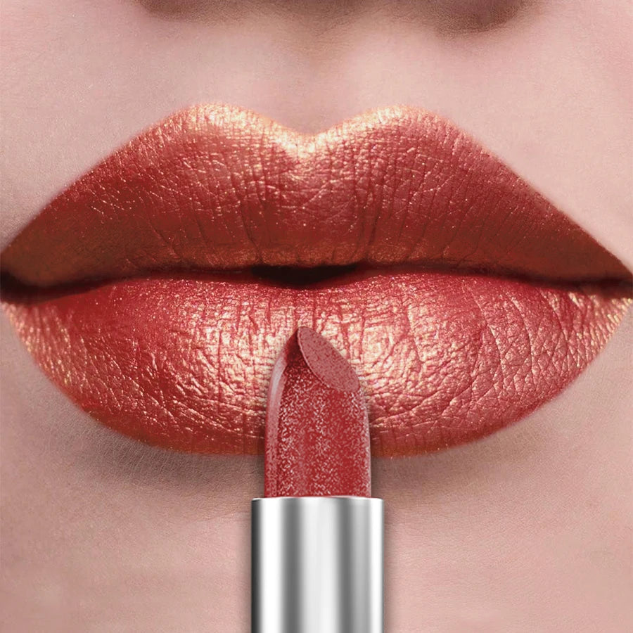 21-Colour Bold Glitter Metallic Lipstick – Long-Lasting Pearlescent Matte Lip Tint