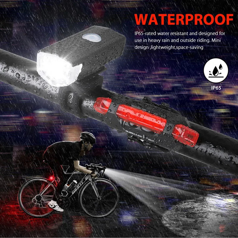 USB Rechargeable Bike Headlight & Taillight Set