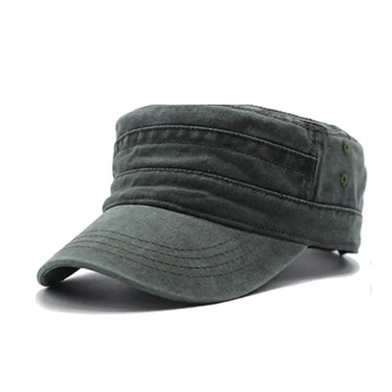 Green flat cap on a white background