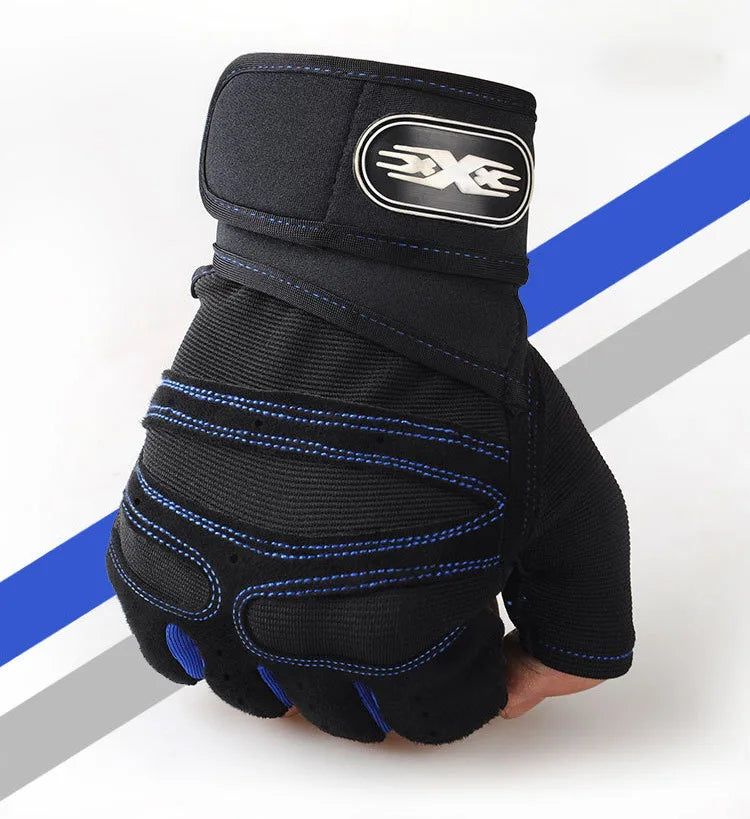 Gym Gloves with Wristband – Weight Lifting Fitness Training Shockproof for Men & Women