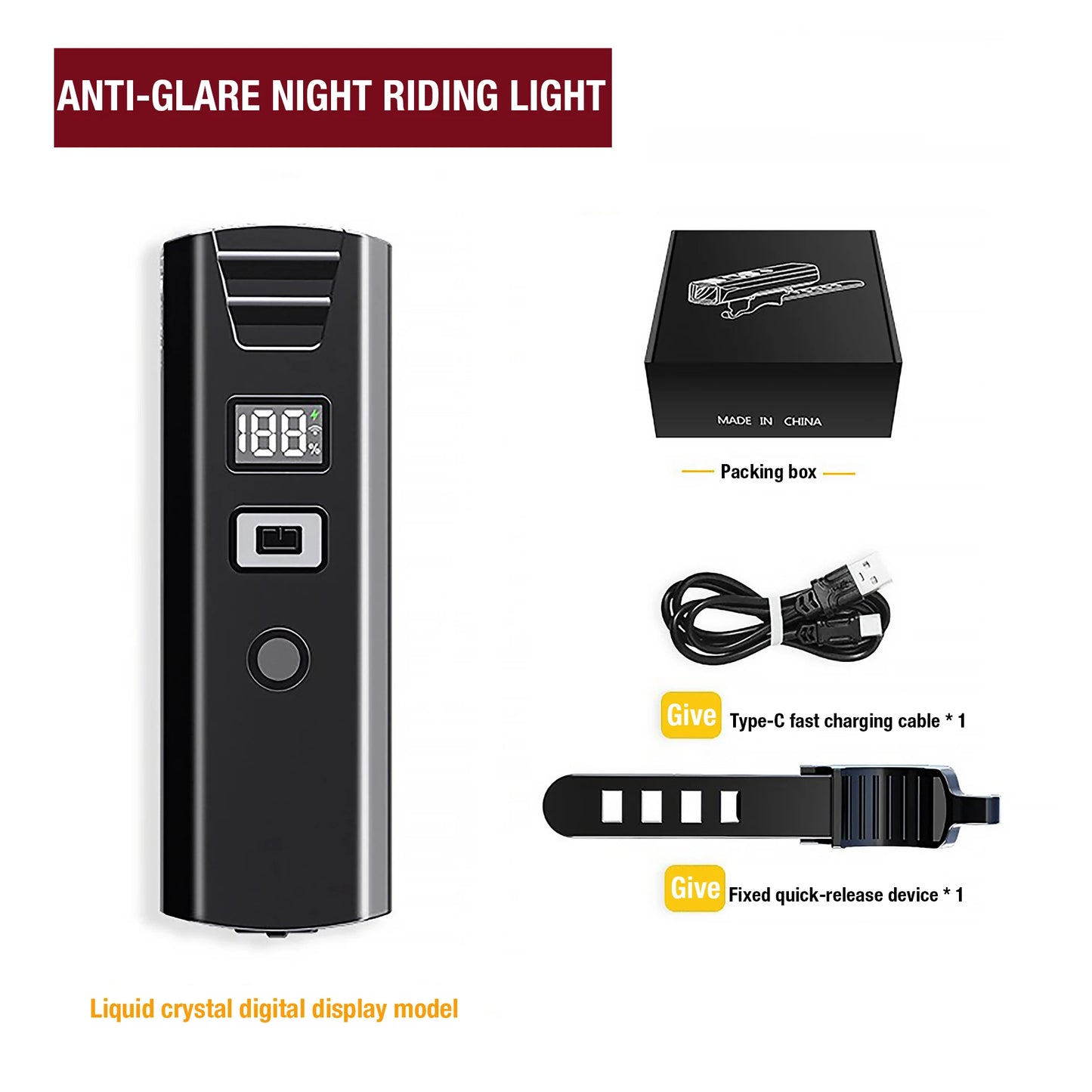 USB-C Rechargeable Bike Light with Digital Display