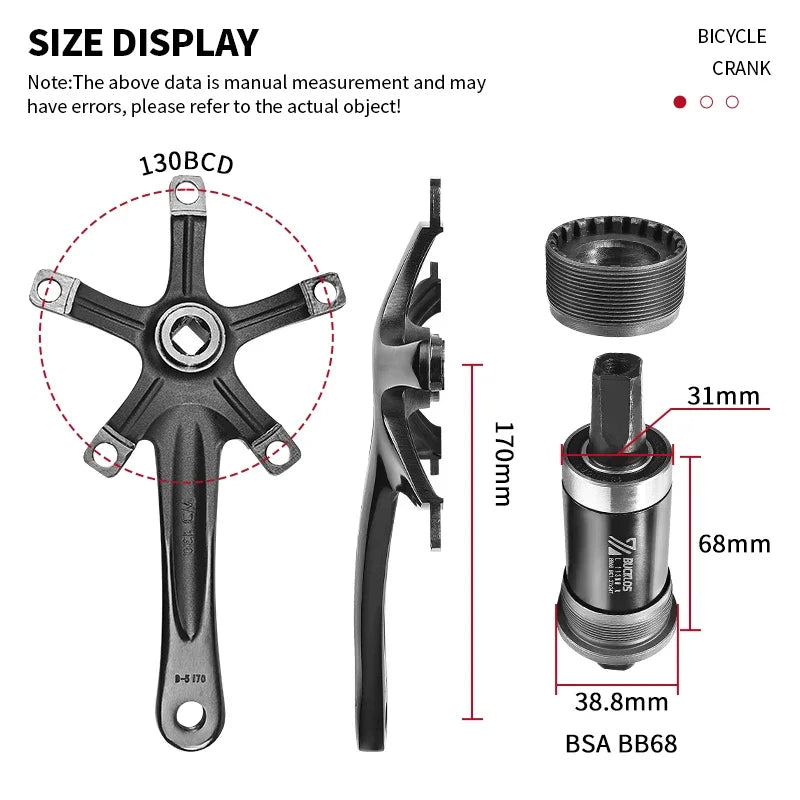 Bucklos 130BCD Folding Bicycle Crankset 170mm – 45T/47T/53T/56T/58T for BMX & Road Bike