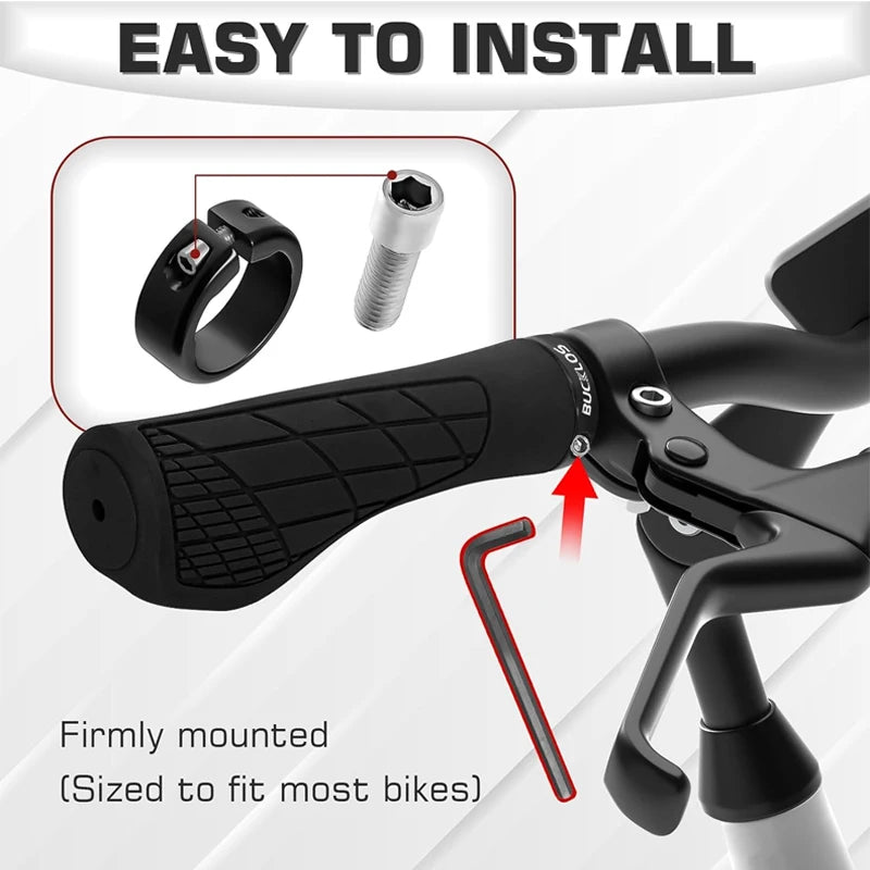 Bucklos MTB Ergonomic Handlebar Grips – Lock-On Soft Rubber, 22.2mm