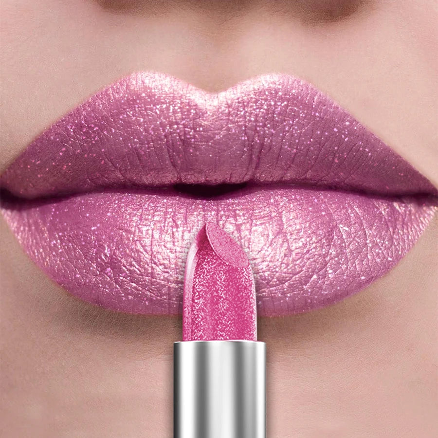 21-Colour Bold Glitter Metallic Lipstick – Long-Lasting Pearlescent Matte Lip Tint