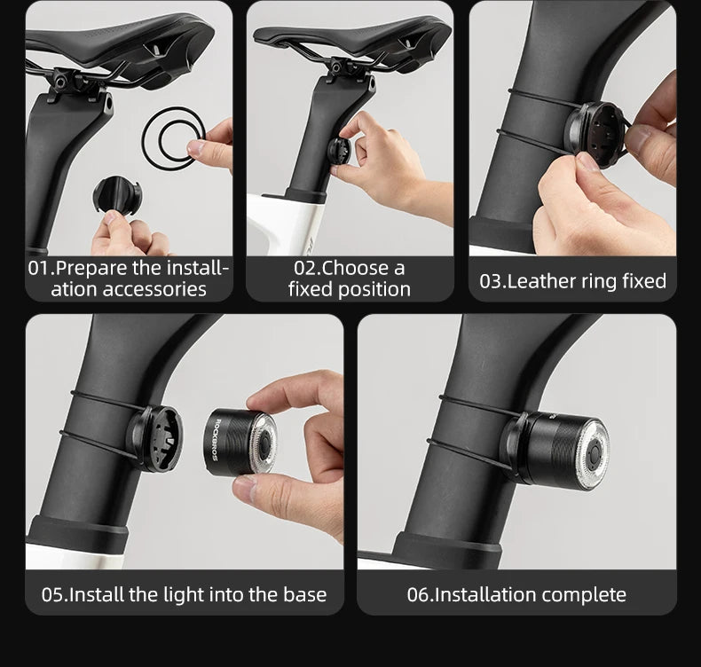 ROCKBROS Smart Brake Sensing Rear Bike Light — Aluminium Waterproof Type-C