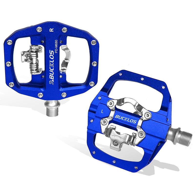Bucklos MTB SPD Dual-Function Pedals – Clipless & Flat Platform, Non-Slip