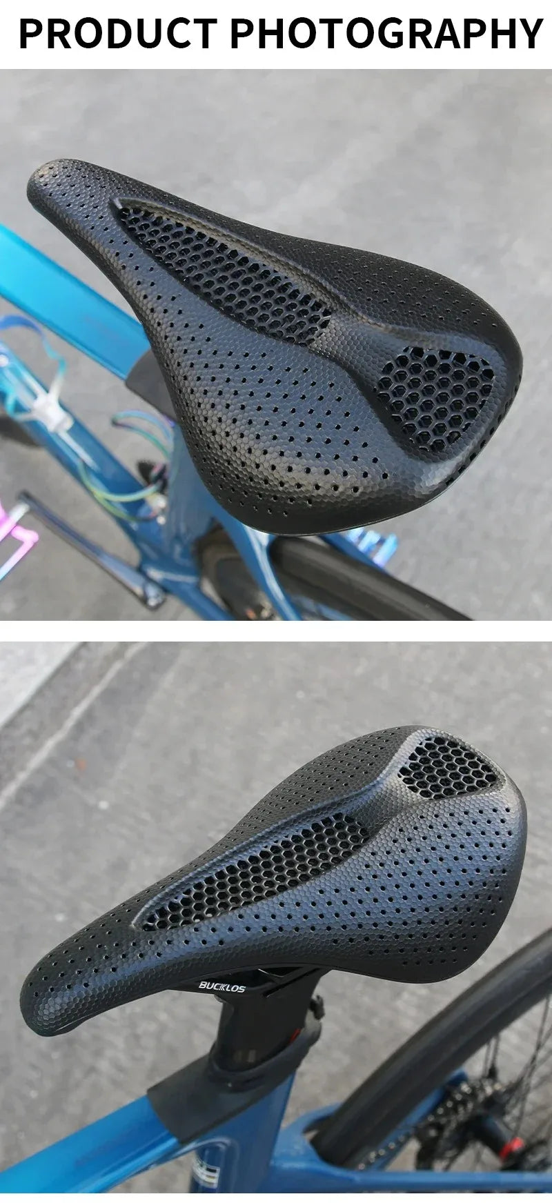 Bucklos Carbon 3D Printed Bicycle Saddle – 143mm/155mm Road & Mountain Bike
