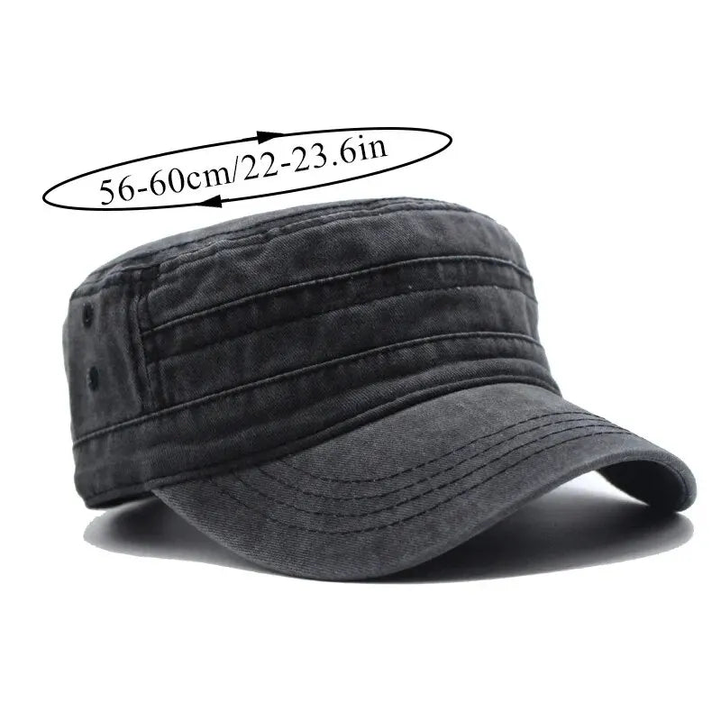 Gray cap with size measurement on a white background