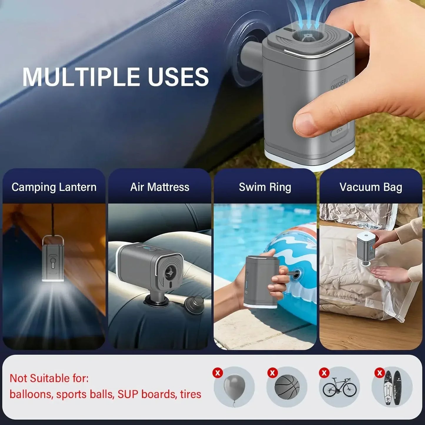 Mini Portable Wireless Air Pump — 1200mAh USB Rechargeable Inflator