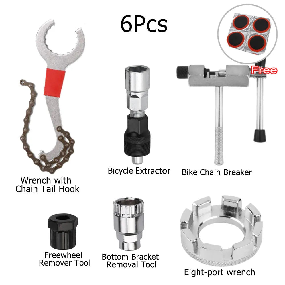 Bicycle Repair Tool Kit — Flywheel Remover, Chain Breaker & Crank Puller Set