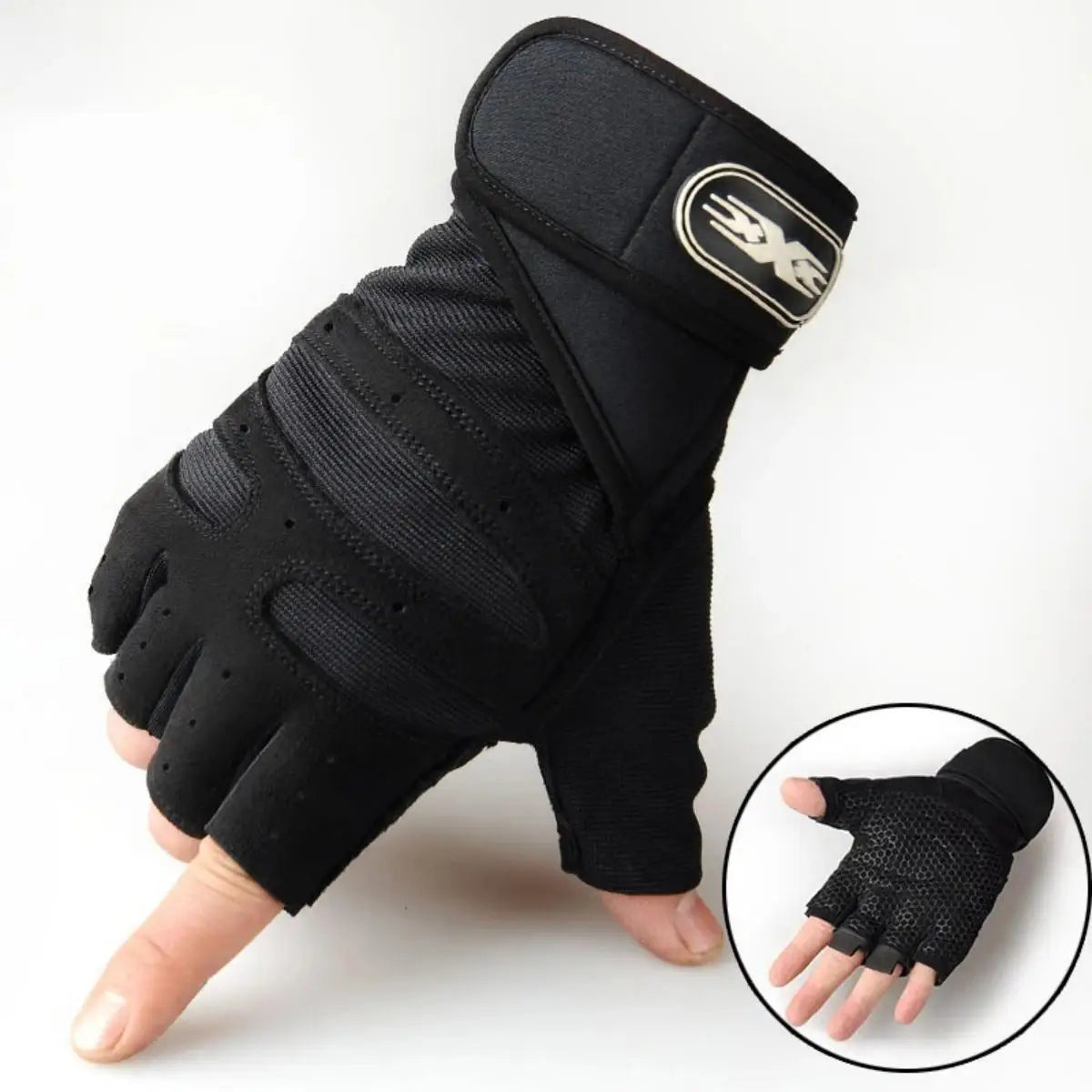 Gym Gloves with Wristband – Weight Lifting Fitness Training Shockproof for Men & Women