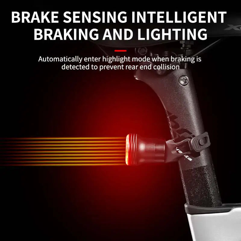 Smart Auto Brake Sensing Bike Tail Light — USB Rechargeable Waterproof LED