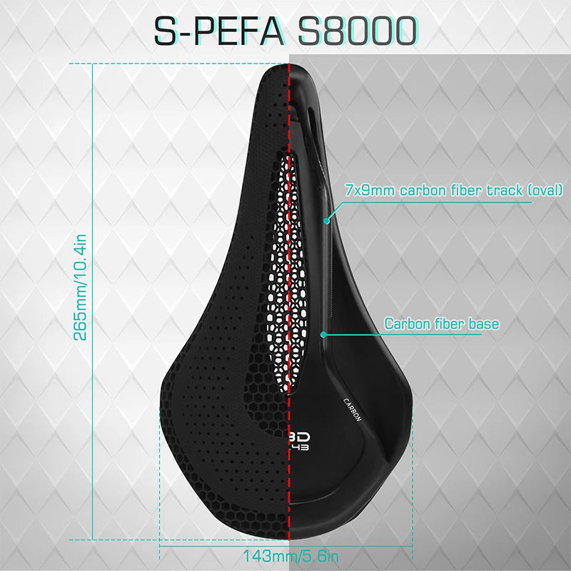 Bucklos 3D Carbon Ultralight Bike Saddle – 143mm Full Carbon Road & MTB Seat