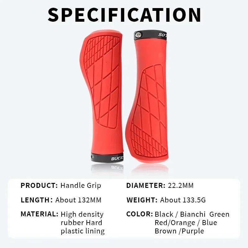 Bucklos MTB Ergonomic Handlebar Grips – Lock-On Soft Rubber, 22.2mm