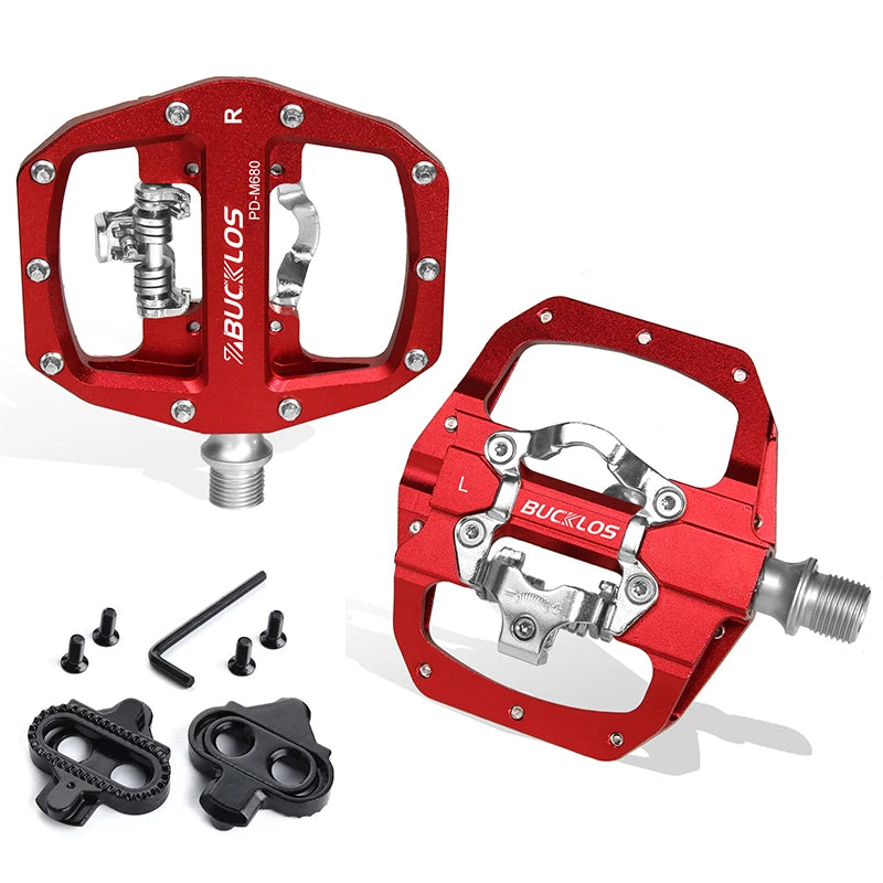 Bucklos MTB SPD Dual-Function Pedals – Clipless & Flat Platform, Non-Slip