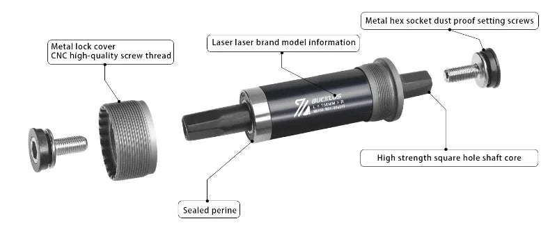 BUCKLOS Square Taper Bottom Bracket — BB68 / BB100 Threaded CNC