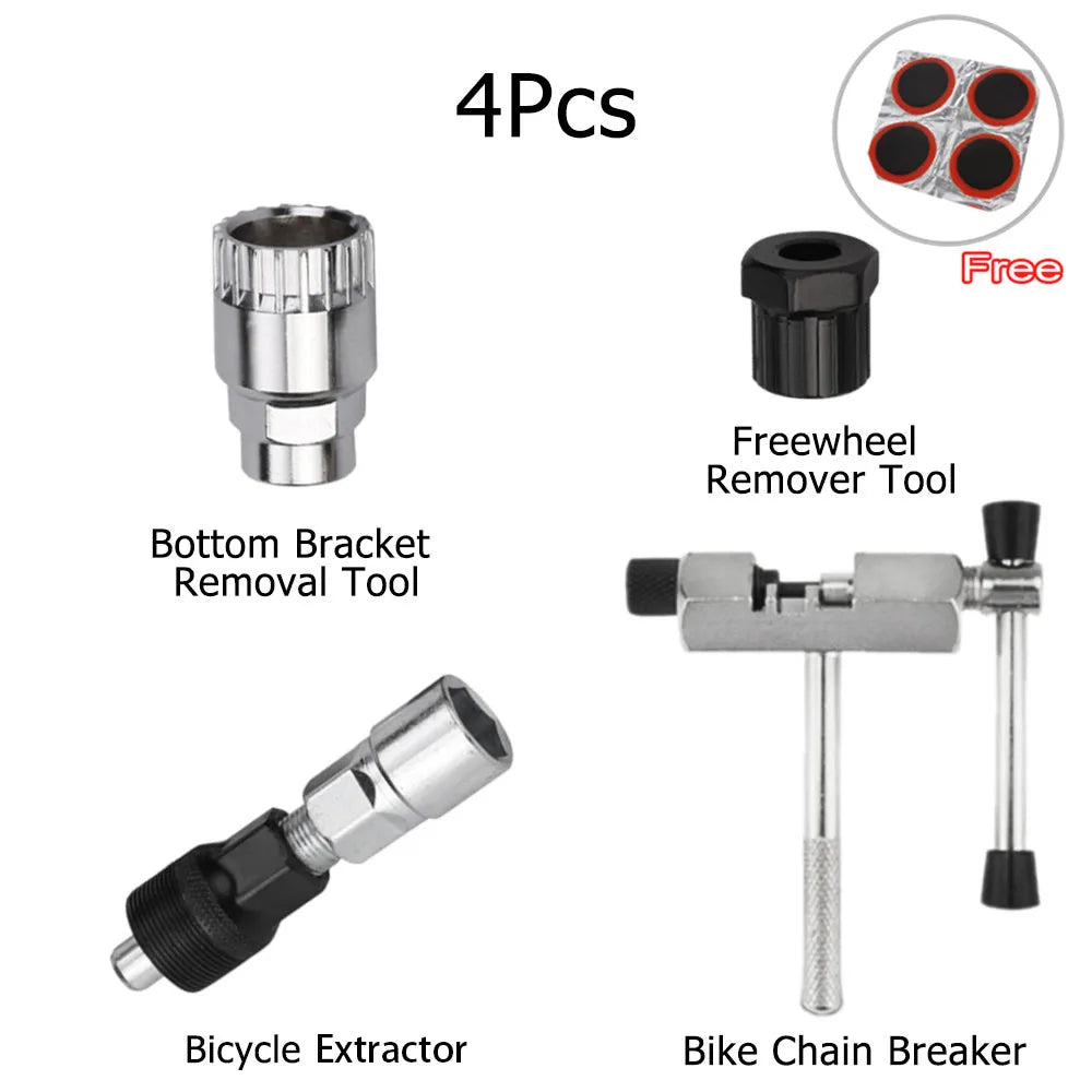 Bicycle Repair Tool Kit — Flywheel Remover, Chain Breaker & Crank Puller Set