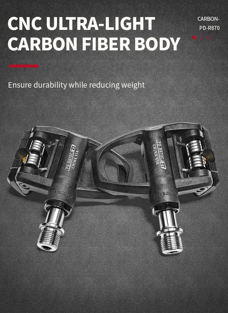 Bucklos Clipless Road Bike Pedals – Look KEO Compatible Carbon Nylon Titanium Spindle