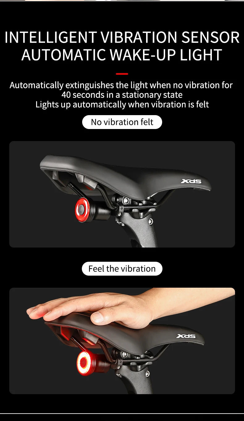 Smart Auto Brake Sensing Bike Tail Light — USB Rechargeable Waterproof LED