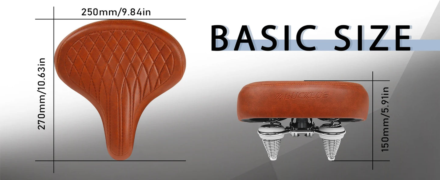 Bucklos Oversized Ergonomic Bicycle Saddle – Wide Thicken Shock-Absorption MTB/Road Seat