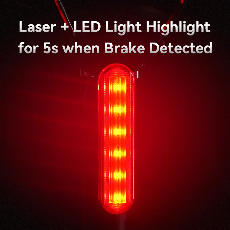 Bike Laser Taillight with Auto Brake Sensing — Waterproof LED Rear Light