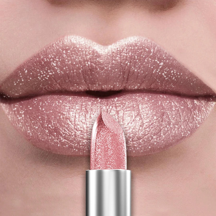 21-Colour Bold Glitter Metallic Lipstick – Long-Lasting Pearlescent Matte Lip Tint
