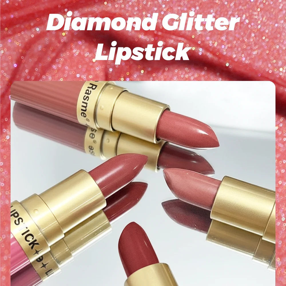 Pearlescent Pink Glitter Velvet Lipstick – Metallic Waterproof Shimmer Diamond Finish