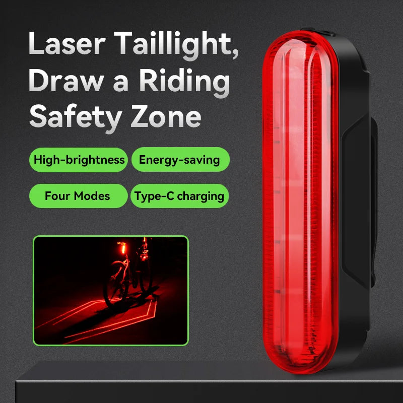 Bike Laser Taillight with Auto Brake Sensing — Waterproof LED Rear Light