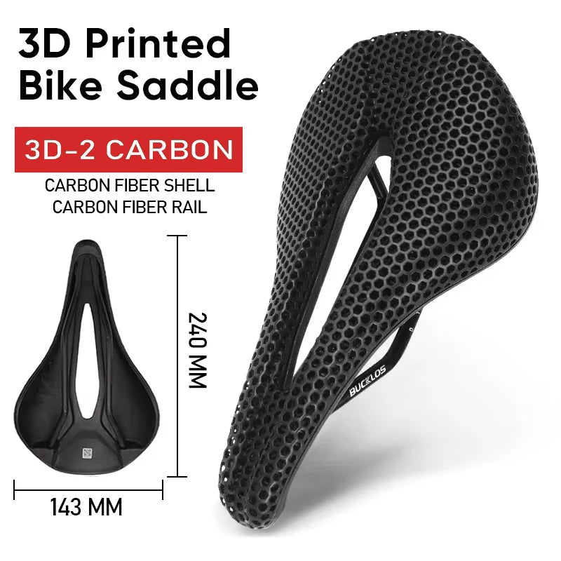 Bucklos Carbon 3D Printed Bicycle Saddle – 143mm/155mm Road & Mountain Bike