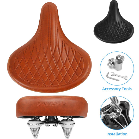 Bucklos Oversized Ergonomic Bicycle Saddle – Wide Thicken Shock-Absorption MTB/Road Seat