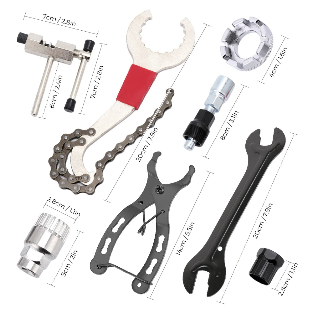 Bicycle Repair Tool Kit — Flywheel Remover, Chain Breaker & Crank Puller Set