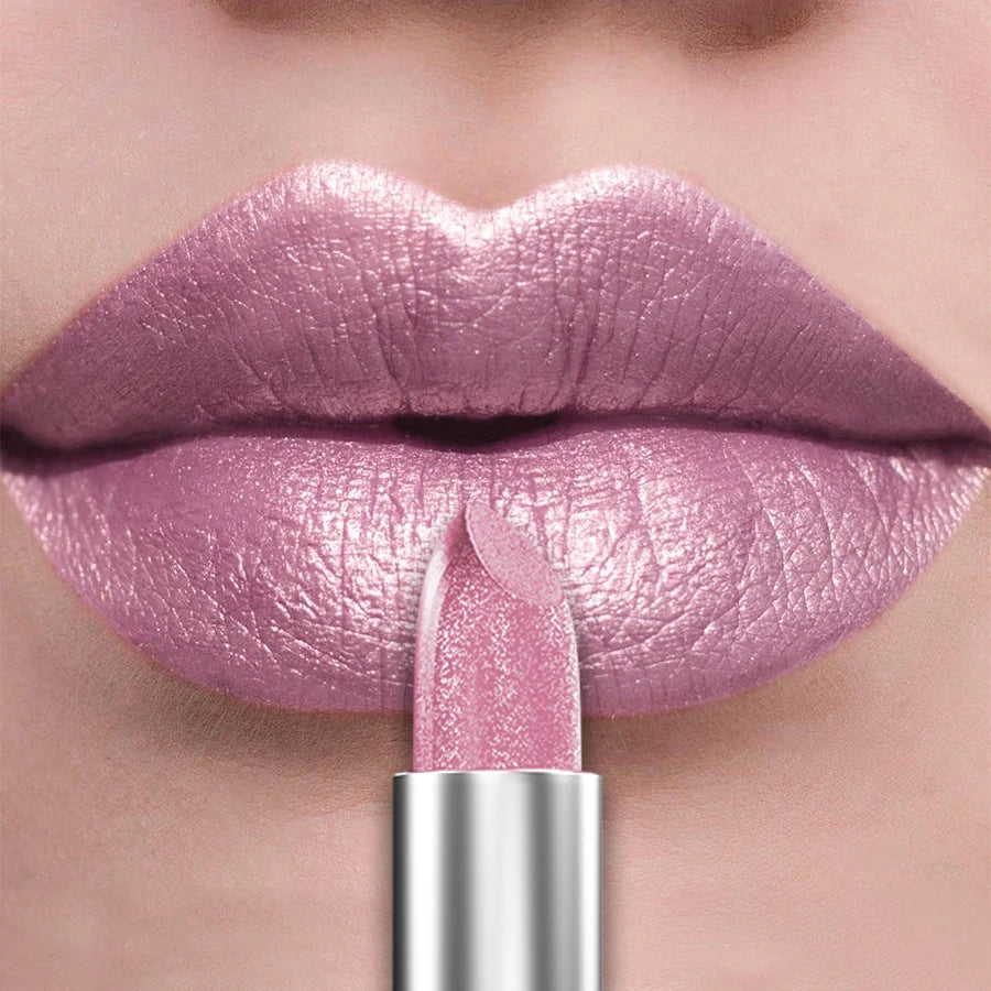 21-Colour Bold Glitter Metallic Lipstick – Long-Lasting Pearlescent Matte Lip Tint