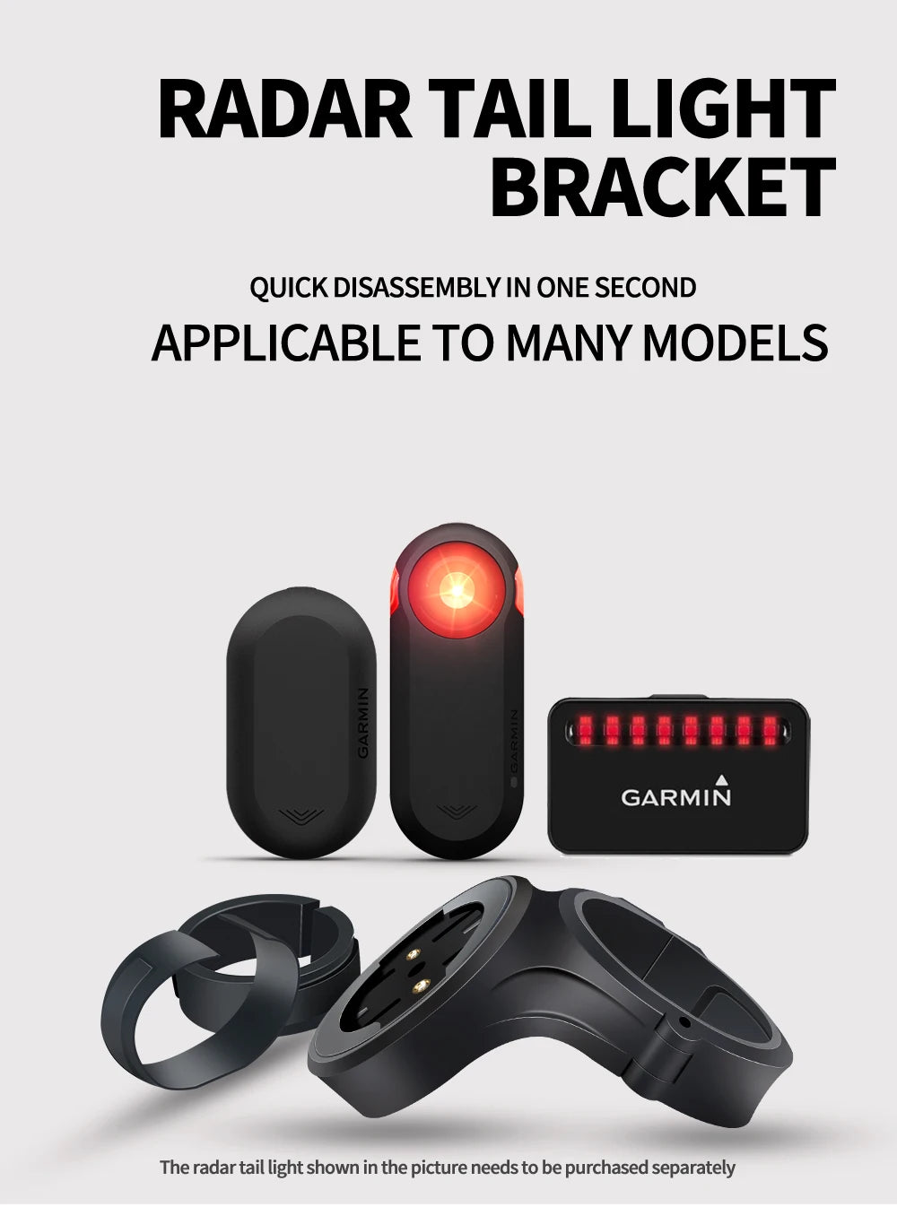Bicycle Seatpost Taillight Bracket — Compatible with Garmin Varia RTL510 & RVR315
