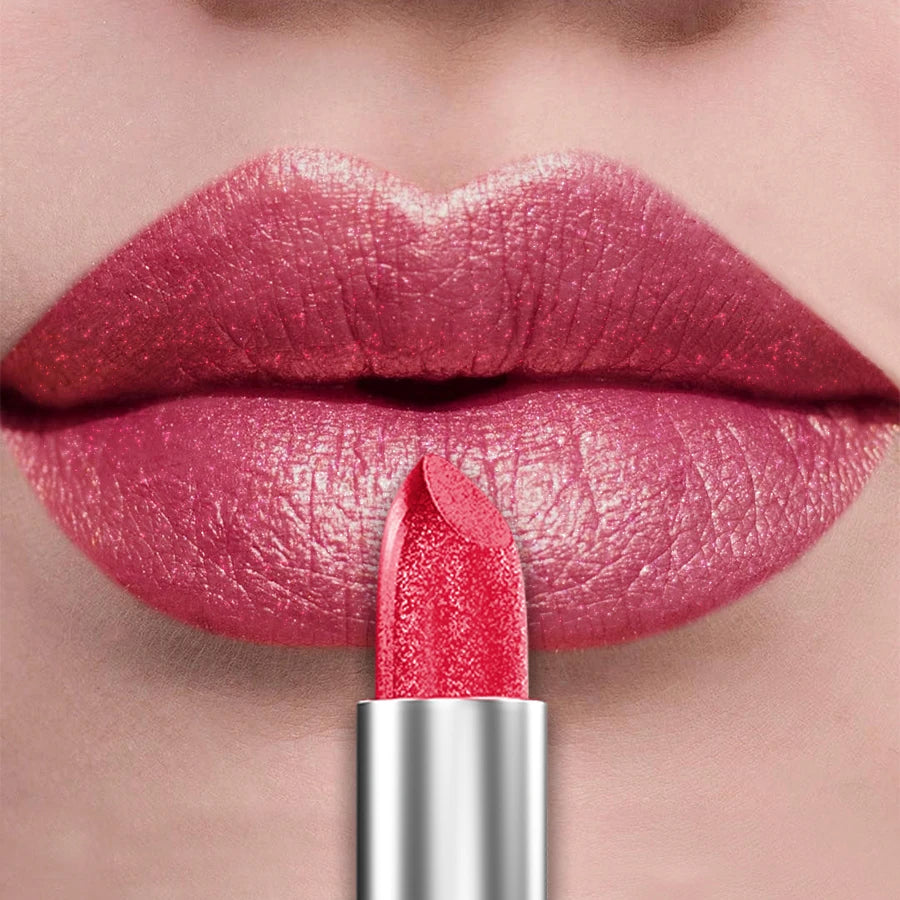 21-Colour Bold Glitter Metallic Lipstick – Long-Lasting Pearlescent Matte Lip Tint