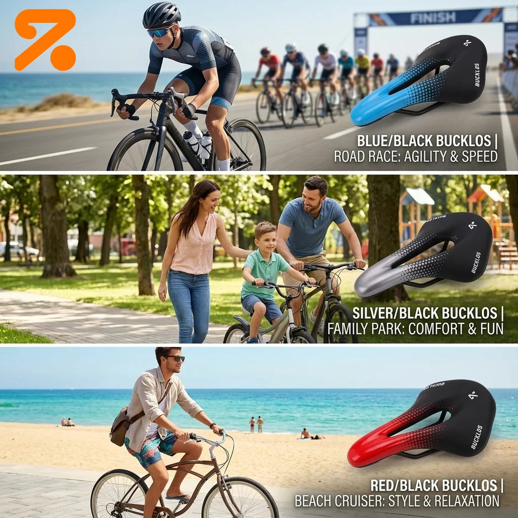Bucklos Mountain & Road Bike Saddle – 24.5×14.5mm Hollow Comfort Cycling Cushion