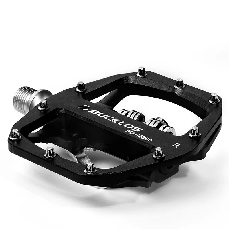 Bucklos MTB SPD Dual-Function Pedals – Clipless & Flat Platform, Non-Slip