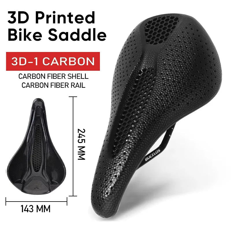 Bucklos Carbon 3D Printed Bicycle Saddle – 143mm/155mm Road & Mountain Bike