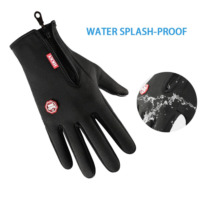 Black water splash-proof glove with brand logo on a white background