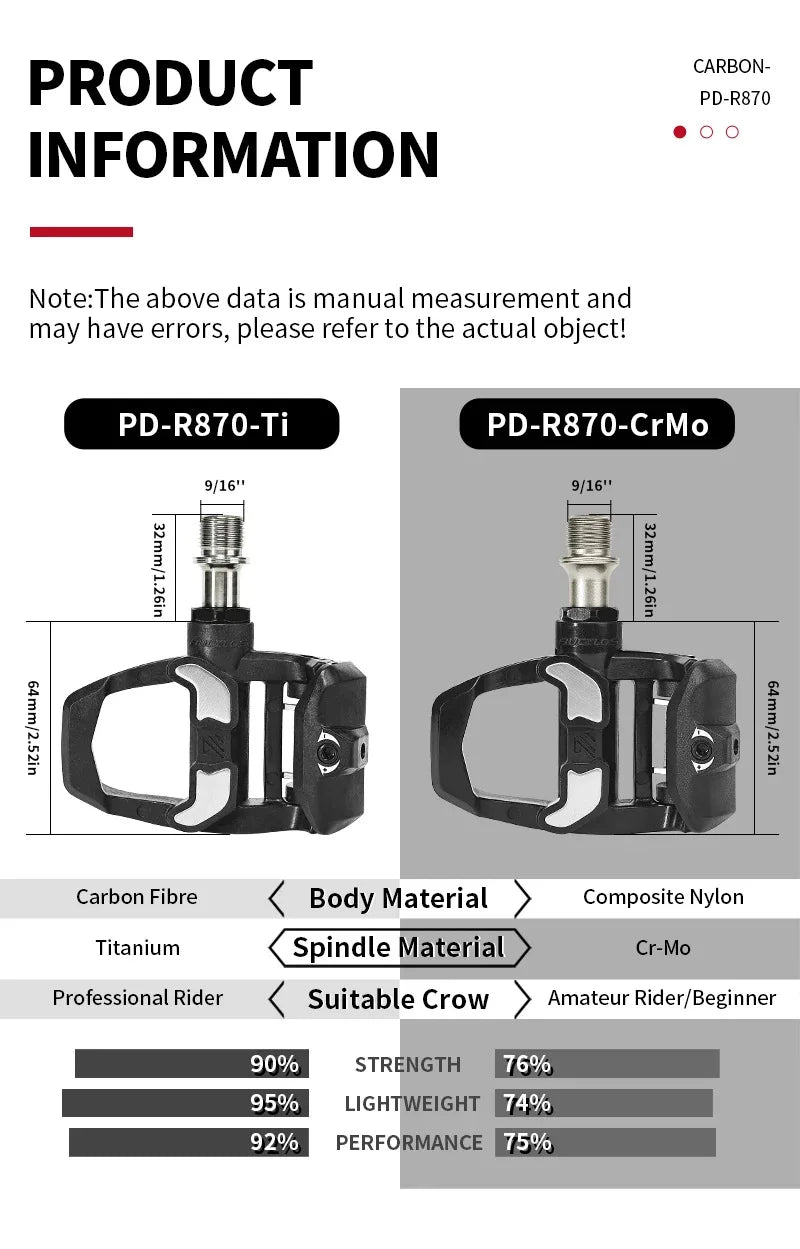Bucklos Clipless Road Bike Pedals – Look KEO Compatible Carbon Nylon Titanium Spindle