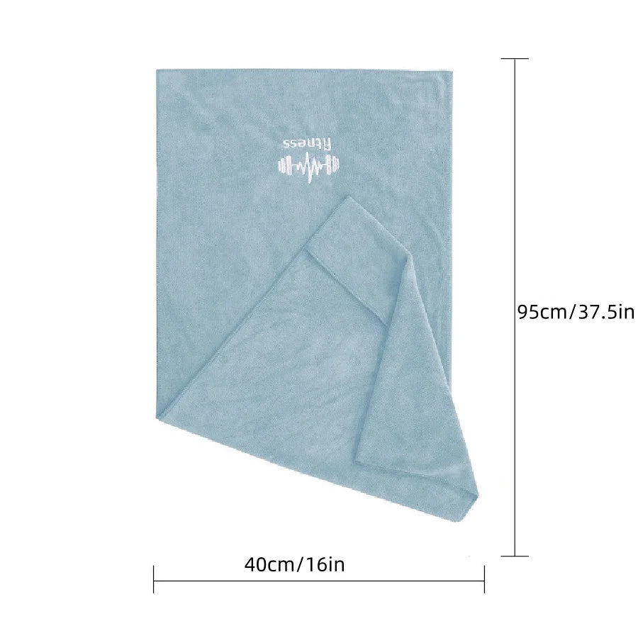 Light blue towel and dimensions on a white background