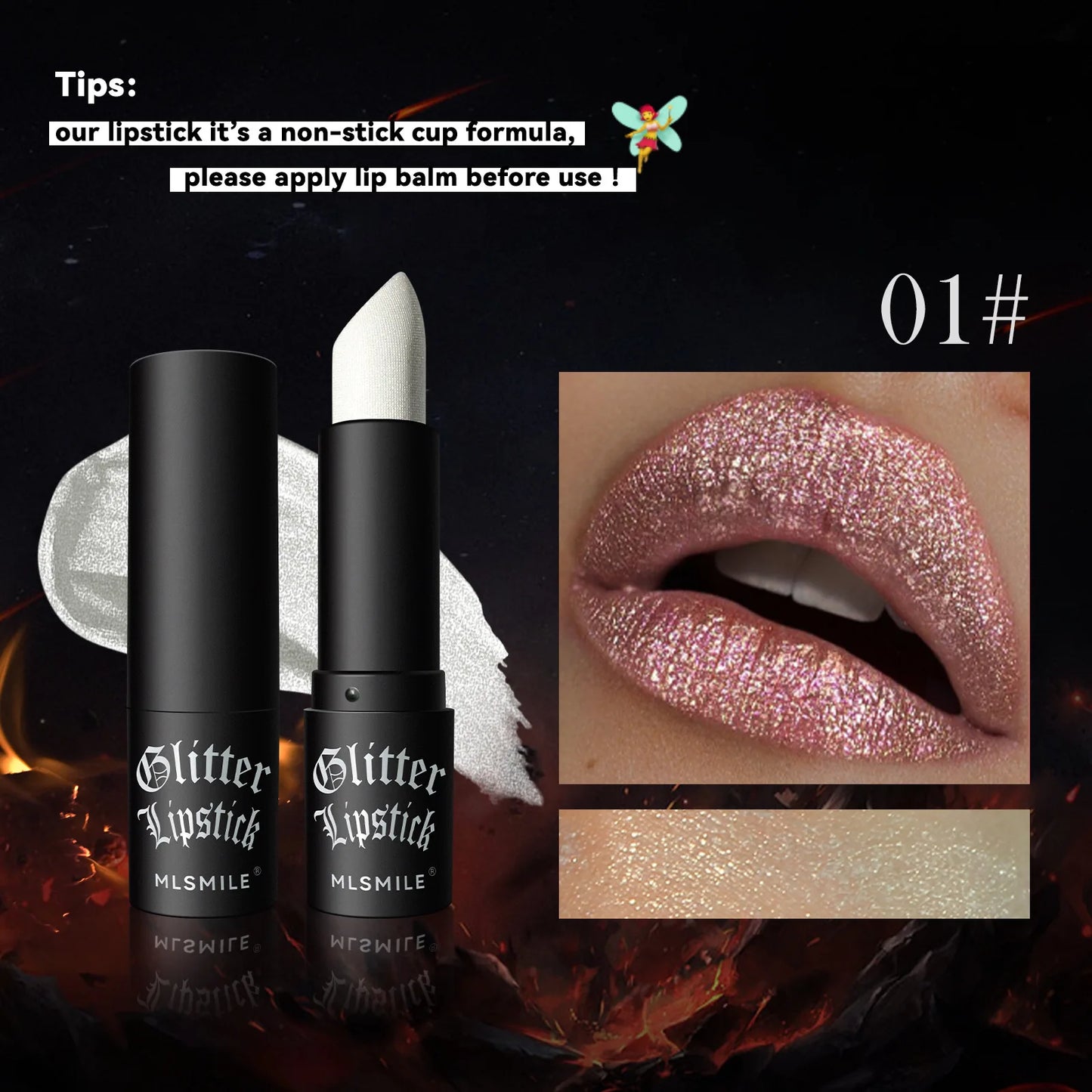 7-Colour Glitter Metallic Lipstick – Waterproof Long-Lasting Diamond Pearlescent Lip Colour