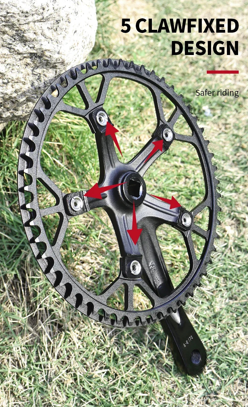Bucklos 130BCD Folding Bicycle Crankset 170mm – 45T/47T/53T/56T/58T for BMX & Road Bike