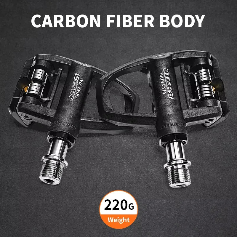 Bucklos Clipless Road Bike Pedals – Look KEO Compatible Carbon Nylon Titanium Spindle
