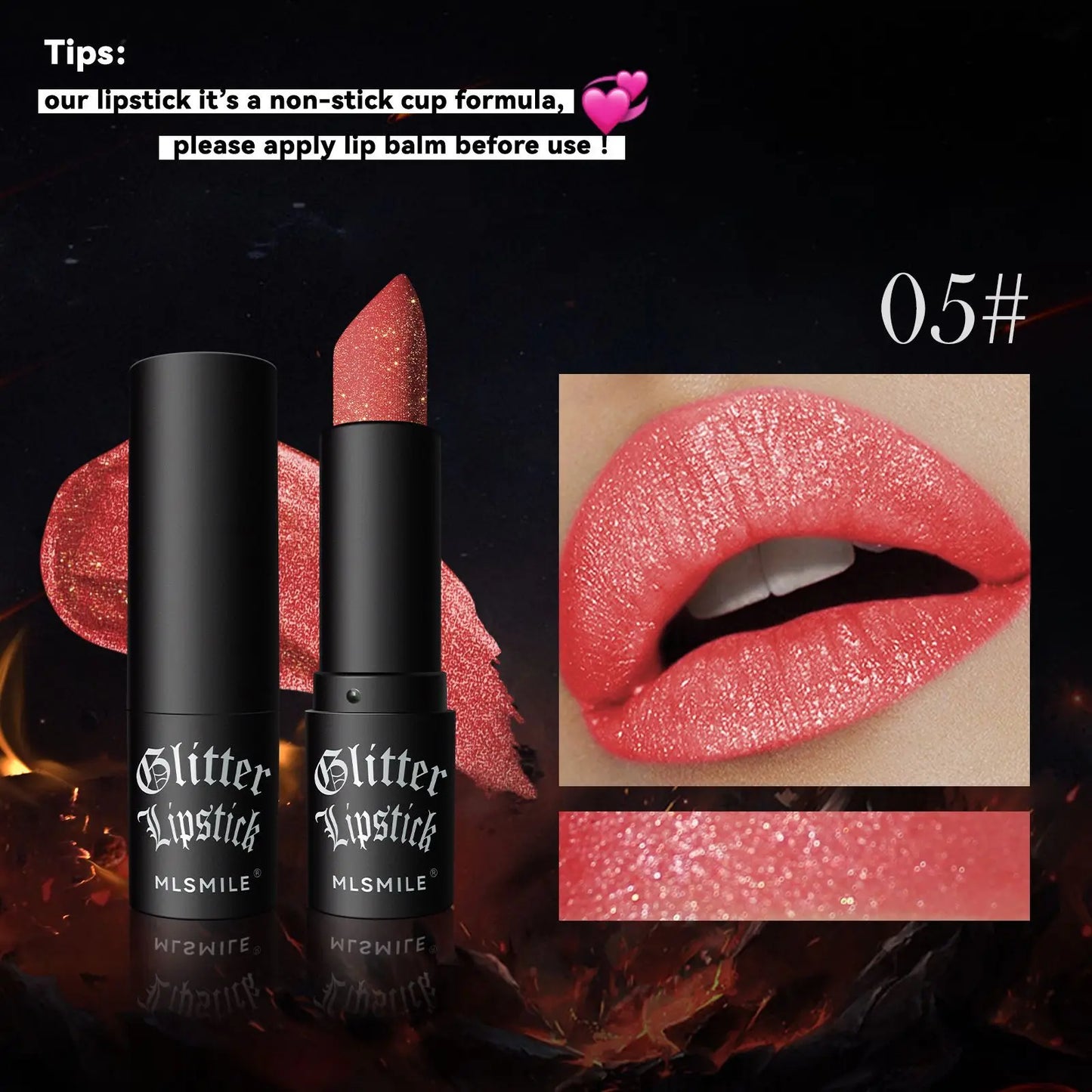 7-Colour Glitter Metallic Lipstick – Waterproof Long-Lasting Diamond Pearlescent Lip Colour