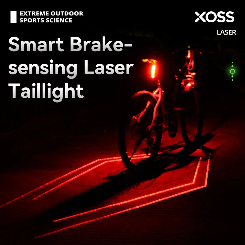 Bike Laser Taillight with Auto Brake Sensing — Waterproof LED Rear Light